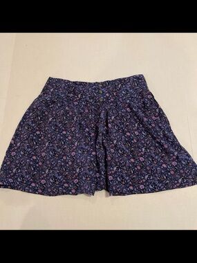 American Eagles Floral Print Women's Skirt Medium Elastic waist  Navy and Purple